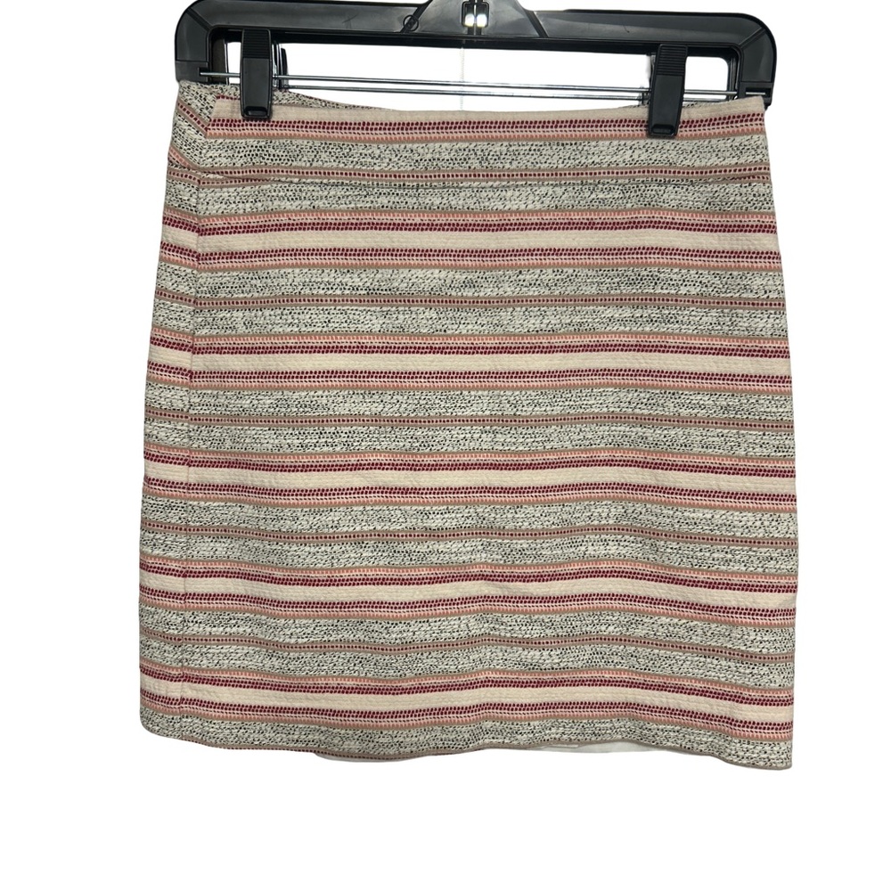 LOFT Pink and Cream Striped boot Skirt